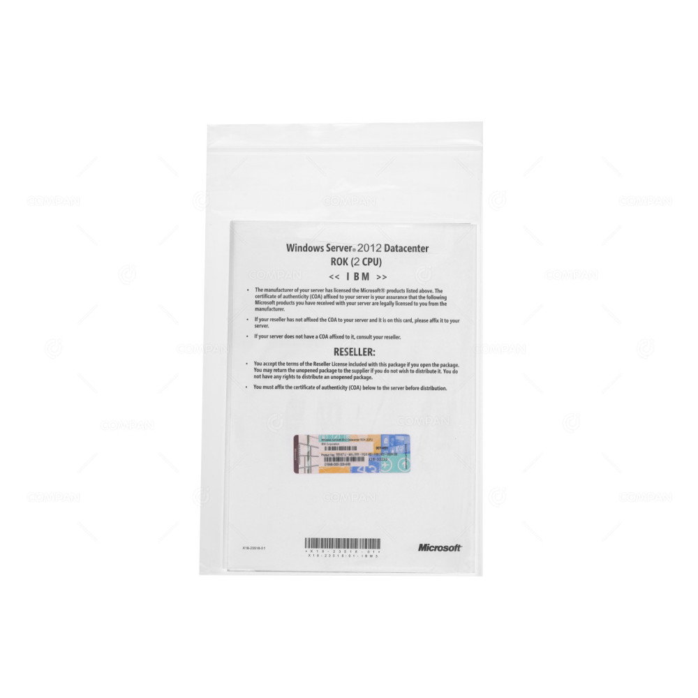 X18-33233-IBM  IBM WINDOWS SERVER 2012 DATACENTER 2CPU LICENSE FOR 365 DAYS